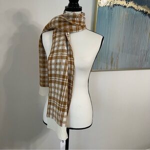 Timberland Scarf - Tan & White Houndstooth Plaid Cozy Winter Holiday Neutral NWT